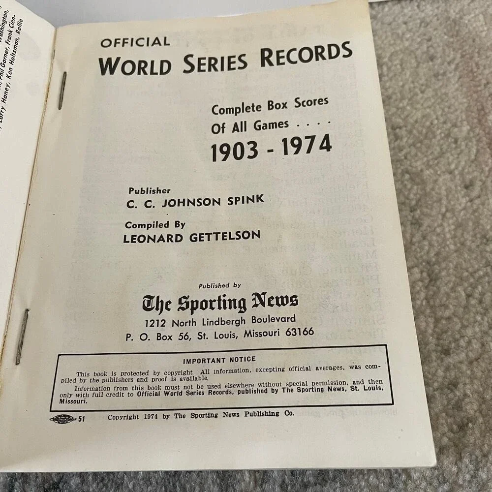 Official World Series Records 1903-1974 paperback